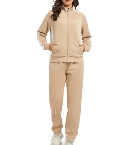 Survêtement zippé durable pour femme, automne-hiver, uni, imprimé dentelle, avec bande latérale zippée, design frais et durable, nouveau survêtement pour femme - Product Image 1