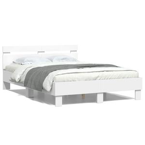 Cadre de lit en bois d'ingénierie 53,94 x 74,80 po avec lumières LED, couleur blanche - Product Image 5