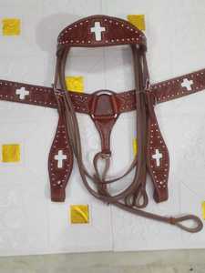 Ensemble de serre-tête et collier de poitrine en cuir de vache 100% fait à la main de qualité supérieure | Équipement d'équitation durable de fabricant direct - Product Image 3