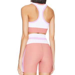 Ensemble de soutiens-gorge de sport respirants en Spandex/Nylon de haute qualité pour femmes, avec logo personnalisé sur le devant, offrant un maintien élevé, idéal pour le fitness et le yoga – Meilleur style - Product Image 2