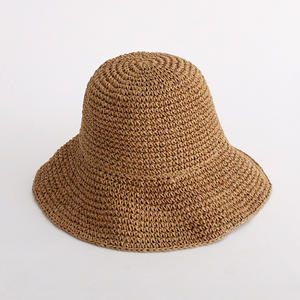 Wholesale SEAN Brand Frayed Raffia Straw Design Foldable Bucket Cap Woven Paper Straw <b>Hat</b> Summer <b>Women</b> <b>Beach</b> Travel UV Sun Shade - Product Image 2