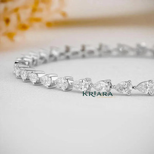 Bracelet tennis en argent S925 pour femme, moissanite taille poire, sertissage griffe, bijoux de luxe pour mariage - Product Image 2