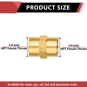 ข้อต่อทองเหลืองหกเหลี่ยมแบบ NPT ตัวเมียขนาด 1/4 นิ้ว - Product Image 2