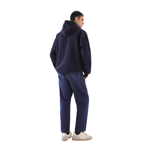 Sudadera con Capucha Oversize Azul Marino Personalizada con Logo para Mujer, de Forro Polar Grueso, Estilo Streetwear con Hombros Caídos, Venta al por Mayor - Product Image 4