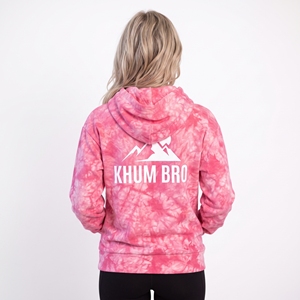 <b>Women's</b> Bright <b>Pink</b> Spiral Tie-Dye <b>Hoodie</b> | KhumBro Custom Fleece Pullover Sweatshirt Oversized Casual <b>Pink</b> Pocket Front Logo - Product Image 4