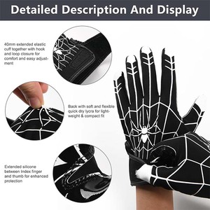 Premium Quality 7v7 Polyester Breathable Professional American Football Receiver Gloves <b>Hook</b> Loop Closure Sticky Hand Surface - Product Image 3