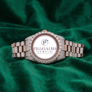 นาฬิกาข้อมือ Pragalbh Jewels สแตนเลสสตีลสั่งทำพิเศษ ประดับเพชร กันน้ำ หรูหรา พร้อมหินประดับแบบควอตซ์ สำหรับสไตล์ฮิปฮอป - Product Image 6