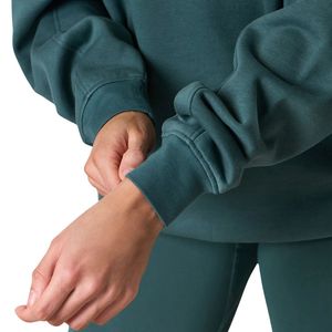Sweat-shirt à col zippé 1/4 bleu pétrole pour femme, coupe oversize, manches longues, style streetwear décontracté, confort quotidien - Product Image 5