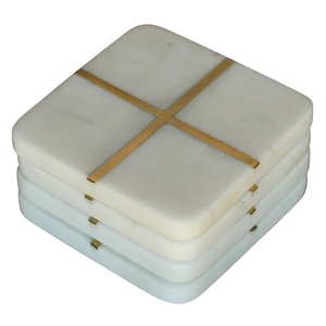 Sous-verres en pierre naturelle, design élégant en marbre pour boissons, café, aliments - Collection artisanale - Product Image 1