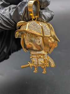 Moissanite Cartoon Warrior Pendant Gold Plated With 925 Silver Unique Shapes For Fine Jewelry Pendants & <b>Charms</b> - Product Image 2