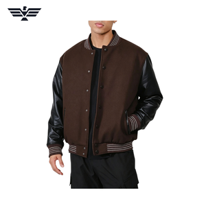 Chaqueta Varsity para Hombre en Azul Marino y Blanco con Bloques de Color, Exterior de Cuero Genuino, Resistente al Viento, con Botones a Presión, Estilo Béisbol, Ropa Deportiva Urbana - Product Image 6