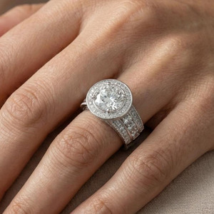 Round Cut Moissanite Diamond Halo Engagement <b>Ring</b> Hip Hop Style Men's Wedding <b>Ring</b> for Gift <b>Iced</b> Out 925 Sterling Silver Jewelry - Product Image 2