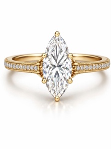 Anillo de Compromiso de Moissanita con Corte Marquesa para Mujer, Anillo de Diamante de Lujo Cultivado en Laboratorio para Mujer, Disponible al Mejor Precio - Product Image 1