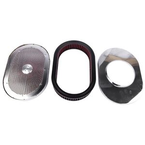 12\" Oval Super Flow Thru Air Filter Washable for SBC Chevy & for Ford 5 1/8 Carb Neck 4 Barrel - Product Image 5