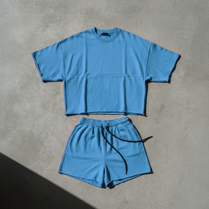 Custom Sweatsuit <b>Graphic</b> <b>Tee</b> Tshirt Short Set Tracksuit Summer Two Piece 2 Acid Wash Sweat Shirt and Shorts Set for Men - Product Image 5