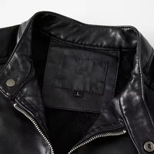 Custom Mens Stylish Black <b>Cow</b> Skin Winter Leather Jacket with Zip-Up Front Ribbed Sleeves and Side Chest Pockets Leather jackets - Product Image 3