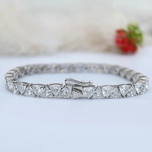 Top Demanded Luxury Trillion Cut Moissanite Diamond 925 <b>Silver</b> Rhodium Plated Tennis <b>Bracelet</b> Unisex Gift Available Wholesale - Product Image 1