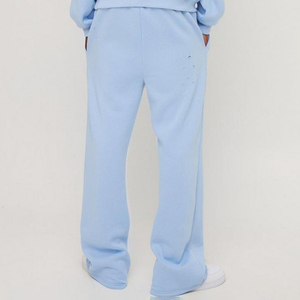 Pantalon de survêtement en coton bleu clair pour homme avec bande latérale et cordon de serrage à la taille, idéal pour l'automne, avec votre logo sur la jambe droite - Product Image 6