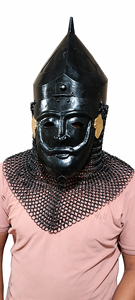 Casco Cónico Normando Medieval con Avental de Cota de Míldago, Armadura Negra de Acero Suave para Caballero Cruzado, Ideal para Recreación Histórica, Eventos y Halloween - Product Image 4