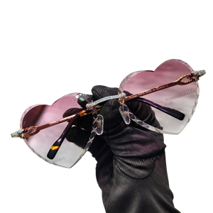 Gafas de Sol de Lujo Estilo Hip Hop con Lentes Rosas Anti-Reflejantes de Moissanita, Montura de Acero Inoxidable, Suministros de Fábrica, Joyería de Rapero, Corazón - Product Image 1