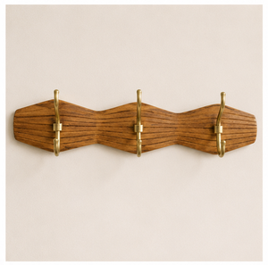Perchero de Pared de Madera Maciza Moderno Hecho a Mano con 3 Ganchos de Latón para Decoración de Hogar de Lujo para Abrigos, Sombreros y Bolsos - Product Image 5