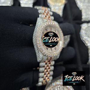 ICELOOK นาฬิกาข้อมือผู้หญิงหรูหรา ประดับโมอิสซาไนต์และสแตนเลสสตีล ตัวเรือนทรงกลม 41 มม. หน้าปัดคริสตัลแซฟไฟร์ ระบบอนาล็อก ควอตซ์ แสดงวันที่อัตโนมัติ - Product Image 3