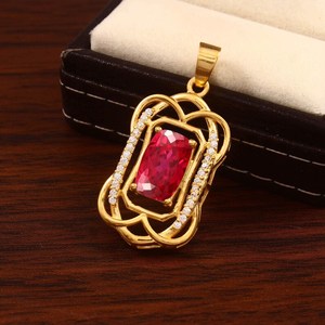 Red Ruby Cushion Cut Gemstone Charm Pendant 925 Sterling Silver 14K Gold Plated Jewelry Gift For Women - Product Image 2