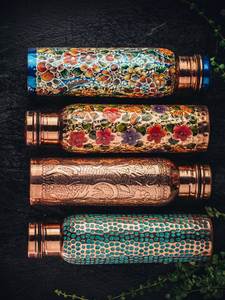 Copper Water <b>Bottles</b> Set Classic Design Eco-Friendly Large Capacity Portable Travel Drinkware with Lids - Product Image 1