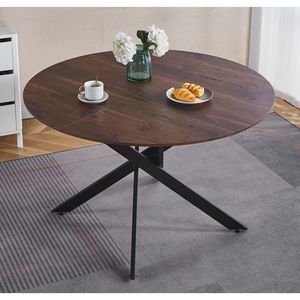 Mesa de Comedor Redonda de 47.2 Pulgadas para Oficina o Cafetería, Diseño de Patas Cruzadas - Product Image 1