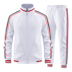 Conjunto Deportivo Unisex Rojo 2026, Chaqueta con Cierre de Cremallera y Cuello Alto, Pantalones Deportivos de Color Sólido, Transpirable, Corte Regular, para Otoño - Product Image 2