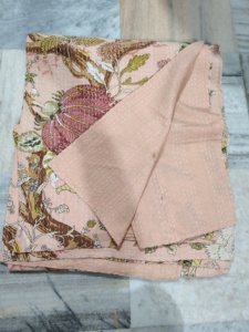 Handmade Kantha Quilt Reversible Cotton Blanket Pink Floral Pattern <b>Bedspread</b> Home Decor Gift for Her - Product Image 2