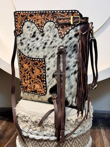 Nuevo bolso de hombro de cuero de vaca para mujer de cuero de vaca con estampado Floral occidental, bolso de mensajero Concho de transporte oculto de cuero genuino - Product Image 2