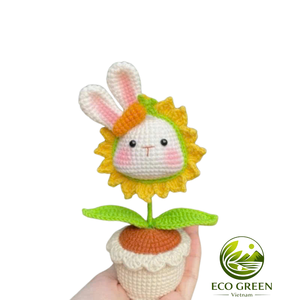 Maceta de ganchillo con forma de flor y animal, hecha a mano con hilo de felpa, decoración estética y adorable, juguete de escritorio de apoyo emocional para niñas - Product Image 2
