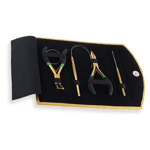 Kit d'outils de luxe pour extensions capillaires dorées, professionnel, 5 pièces, avec pinces de pose de micro-anneaux, extracteurs, crochets de tirage et aiguilles - Product Image 6