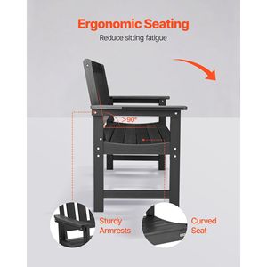 Banc de patio en plastique résistant aux intempéries, capacité de 800 lb, 50,5 pouces, avec larges accoudoirs et dossier, pour 2-3 personnes, banc d'extérieur - Product Image 5