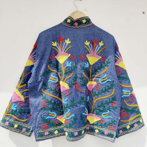 2026 Handmade <b>Reversible</b> Indian <b>Coat</b> Floral Embroidered Suzani Jacket in 100% Cotton Winter Printed Wool Lining Wholesale - Product Image 4