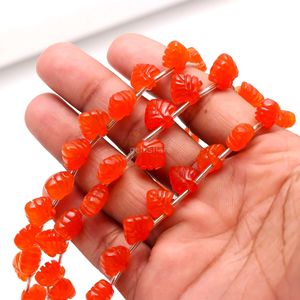 Perles en forme de feuille de cornaline naturelle, perles en pierre précieuse sculptées à la main pour la création de bijoux, 10-11 mm, vente en gros, lot de 8 pouces - Product Image 4