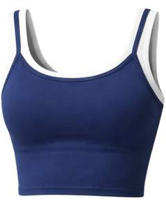 Ensemble jupe deux pièces bleu marine personnalisé pour femme : débardeur court et mini-jupe taille haute extensible – Tenue décontractée d'été pour le sport - Product Image 2