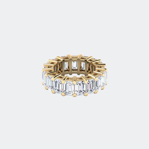 Anillo de eternidad ancho con incrustaciones de esmeraldas de 13.60 quilates de peso total - Product Image 1