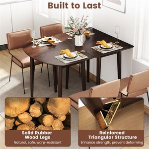 Set Tavolo da Pranzo Allungabile 45 Pollici in Legno di Noce e Marmo, 2 Tavoli Convertibili da Mezzo Rotondo ad Ovale per 4-6 Persone - Product Image 5
