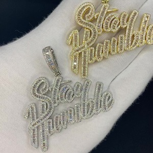 Colgante de Moissanita Stay Humble, Plata 925 con Baño de Rodio, Estilo Hiphop, Unisex, para Uso Diario - Product Image 6