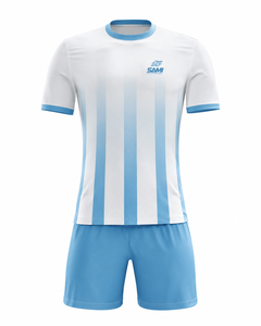 Unisex Soccer Jersey Set <b>White</b> <b>Blue</b> Solid Short Sleeve Moisture Wicking Uniform Adult Regular Fit Custom Team Wear 100% - Product Image 1