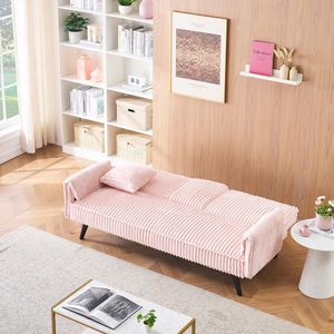 Sofá Cama de Corduroy de Líneas Rectas y Estilo Minimalista para Sentarse y Recostarse en el Dormitorio o Sala de Estar - Product Image 6