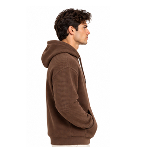 Sweat à capuche en maille gaufrée pour homme, pull thermique à manches longues, décontracté, streetwear d'hiver, sweat à capuche personnalisé, vêtements de sport en gros - Product Image 6