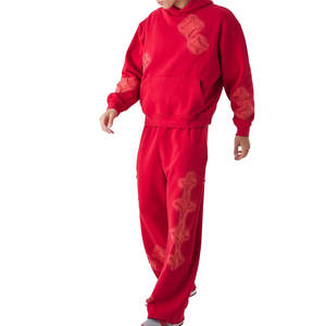 Conjunto Deportivo Informal de Invierno con Capucha y Estampado, Ropa Deportiva Personalizada para Hombre, Chándal Bordado de Dos Piezas para Gimnasio y Running - Product Image 1