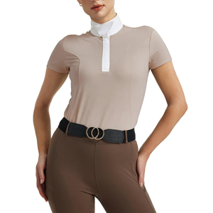 Durable Ladies Equestrian Base Layer Horse Riding Shirts Solid Color Riding Tops Breathable <b>Athletic</b> Wear For Riding Competition - Product Image 1