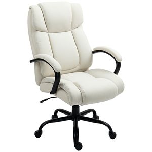 Sedia da Ufficio Direzionale Robusta Bianco Crema con Ruote Girevoli (Base in Nylon Certificata BIFMA) - Product Image 1