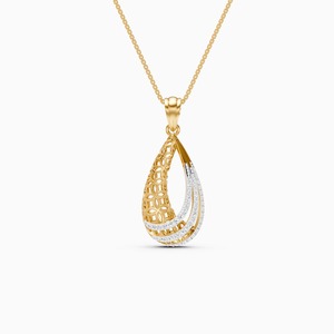 Impresionante colgante de doble acabado con diamante cultivado en laboratorio de 0.365 quilates en oro amarillo, blanco y rosa de 9 quilates. - Product Image 3