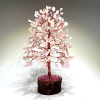 Arbre en quartz rose fait main en gros, 300 copeaux, fil doré, décorations d'arbre en pierres précieuses, qualité supérieure, mascotte en agate Muntaha
