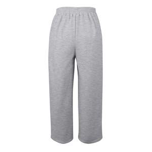 Pantalon droit gris en tricot pour femme, taille mi-haute, fermeture élastique, longueur intégrale, style décontracté automne, couleur unie, respirant, 100 % coton - Product Image 1